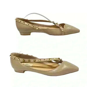 Valentino Garavani Rockstud Crossover Ballet Flats Shoes Poudre Women’s 36/6